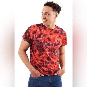 Mens Brisco Brands Red/Black Crystal Tie Dyed Tee